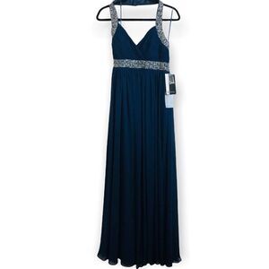 JS Boutique Blue Chiffon Prom Gown Dress